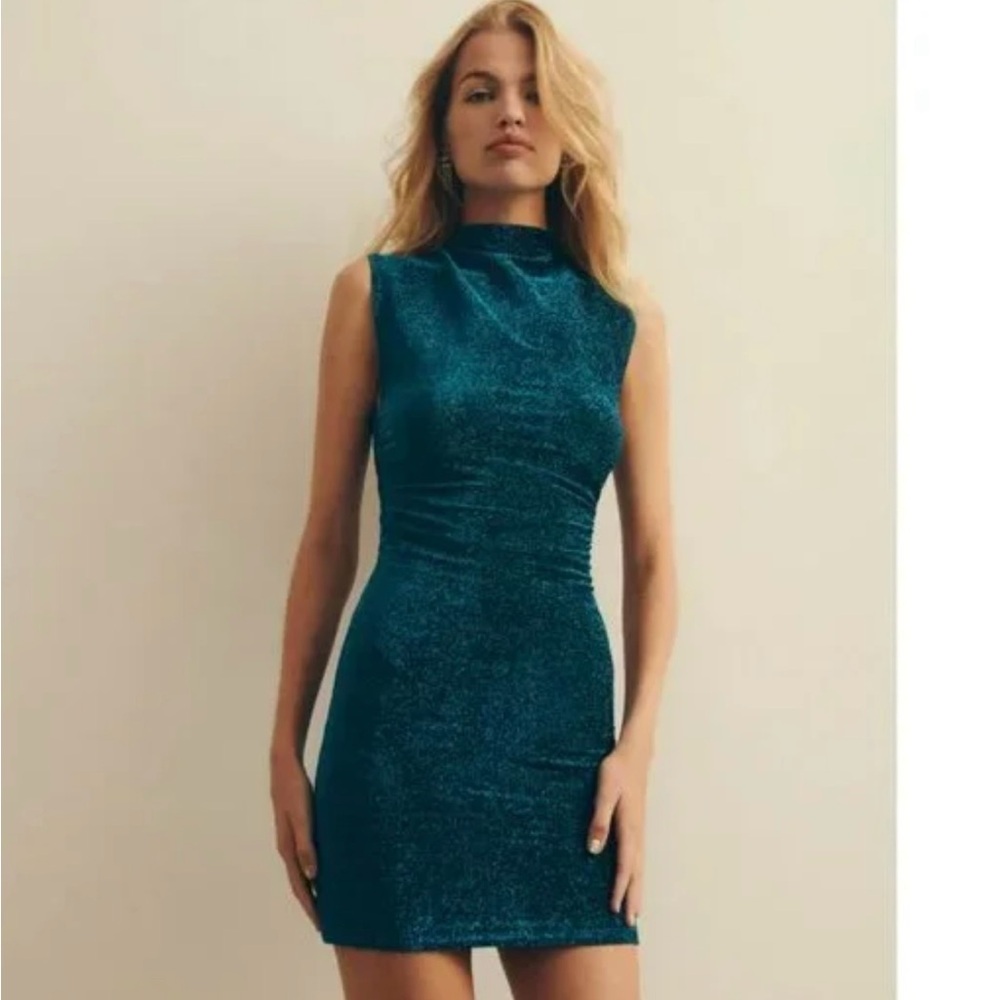 Reformation Alden Knit Dress in Blue Sparkle